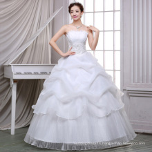 SLS036YC Plus Size Dress For Pregnancy Strapless Ruffles Ball Gown Occassion Women Dress Appliqued Lace Organza Wedding Dress